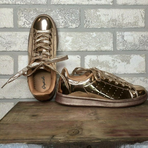 Qupid Metallic Rose Gold Shiny Women's Shoes Sz 6 - Picture 9 of 9